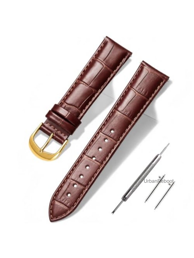 Crocodile Embossed Leather Watch Band Quick Release Strap